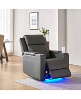 Damaso 35.5" Wide Genuine Leather Dual Motor Power Storage Lighting Recliner with Adjustable Headrest and Seat