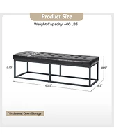 Amalia Mid-century Modern Bench with Button-tufted