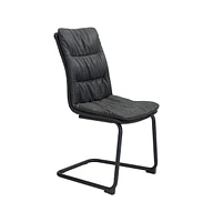Set of 2 Tufted Upholstered Faux Leather Dining Side Chairs for Room