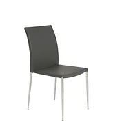 Set of 2 Faux Leather Steel Stacking Chairs for Dining Room or Office Seating