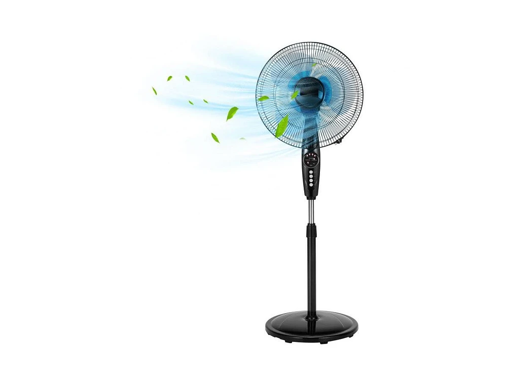 16 Inches Adjustable Height Fan with Quiet Oscillating Stand for Home and Office