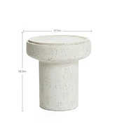 LuxenHome Off White MgO Round 18.5-Inch Tall Side Table, Indoor and Outdoor