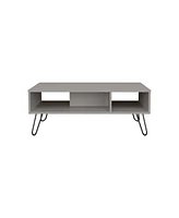 Selma Coffee Table with 4 Legs and 2 Shelves, Taupe