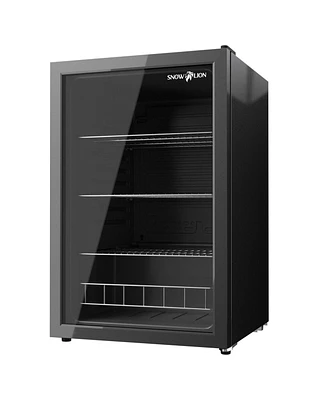 SnowLion Premium 131L Beverage Refrigerator 4.6 Cu.ft. Freestanding Mini Fridge With Glass Door in Black