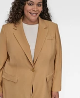 Dkny Plus Sueded Canvas One-Button Blazer