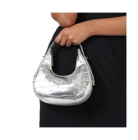 Women's Silver Textured Leather Handbag