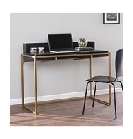 46" Black And Gold Writing Desk