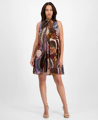 Robbie Bee Women's Printed Mock-Neck Shift Dress