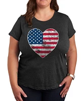Hybrid Apparel Plus Americana Heart Flag Graphic Crew Neck T-Shirt