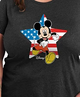 Hybrid Apparel Plus Disney Mickey Usa Flag Star Graphic Crew Neck T-Shirt