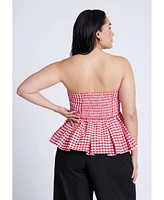 Eloquii Plus Gingham Peplum Top