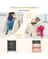 6-in-1 Toddler Climber Slide Playset with Basketball Hoop