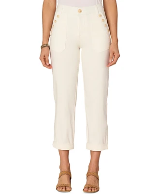 Democracy Petite High-Rise Roll-Cuff Carpenter Pants