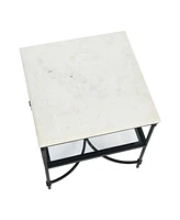 Creative Co-op 24" Libertine Genuine Marble and Metal Ogee Edge Square End Table