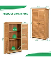 Outdoor Wooden Garden Tool Storage Cabinet