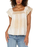 Liverpool Los Angeles Women's Printed Textured Woven Cotton Blouse
