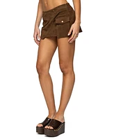 Edikted Women's Asymmetric Studded Faux Suede Mini Skort