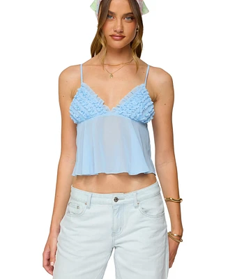 Edikted Women's Ruffle Sheer Chiffon Babydoll Tank Top