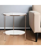 Round End Table with Shelf for Living Room or Bedroom Storage