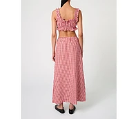 WeWoreWhat Women's Ruffle Button Up Crop Top