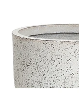 LuxenHome Rustic White with Gray -Inch Tall Round MgO Planter