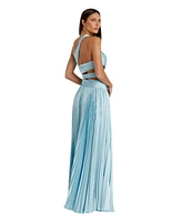Mac Duggal Women's One Shoulder Pleated Charmeuse Gown with Slit