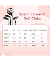 Junior Complete Golf Club Set Right Hand with Rain Hood for Kids-Pink