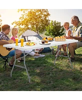 6 ft Portable Folding Table 350 Lbs Fold-in-Half Table with Hdpe Tabletop