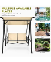 2 Person Patio Swing with Weather Resistant Glider and Adjustable Canopy