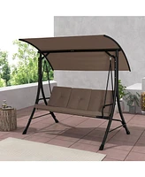 3-Seat Outdoor Porch Swing with Adjustable Canopy and Padded Cushions