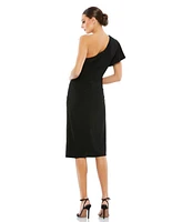 Mac Duggal Women's One Shoulder Midi Length Jersey Dress