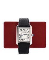 Pre-Owned Cartier Must de Cartier Tank Quartz Watch in Stainless Steel and Leather 25mm