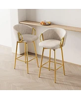 Set of 2 Modern 30 Inch Swivel Bar Stools with Upholstered Seats and Metal Legs Stylish Counter Height Chairs for Kitchen Dining or Home Bar-The Pop H