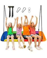 60 Inches Platform Tree Swing Outdoor with 2 Hanging Straps