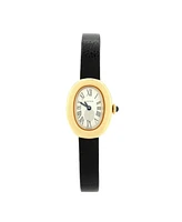 Pre-Owned Cartier Baignoire Quartz Watch in Gold and Leather 18mm