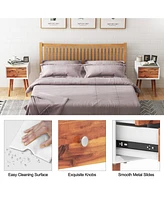 Gymax 2PCS Wooden Nightstand Mid-Century End Side Table W/2 Storage Drawers
