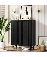 Tribesigns 6-Tier Shoe Cabinet with Shutter Doors, Modern Freestanding Organizer Adjustable Shelves, Large Wooden Storage Cabin
