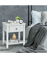 Gymax 2PCS Nightstand Sofa End Side Table W/ Storage Drawer Bottom Shelf