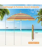 Gymax 6.5 Ft Patio Portable Beach Adjustable Umbrella