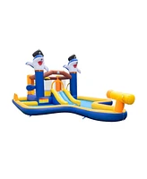 7-In-1 Water Slide Park with Splash Pool and Water Cannon without Blower