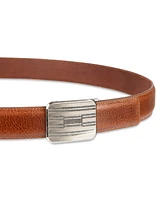 Tommy Hilfiger Men's Engine Turned Plaque Buckle Belt