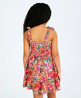 Rare Editions Big Girls Tropical Stretch Print Dress