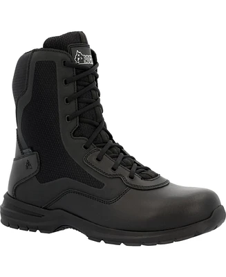 Rocky Men's Cadet 8" Black Side Zip Public Service Boot
