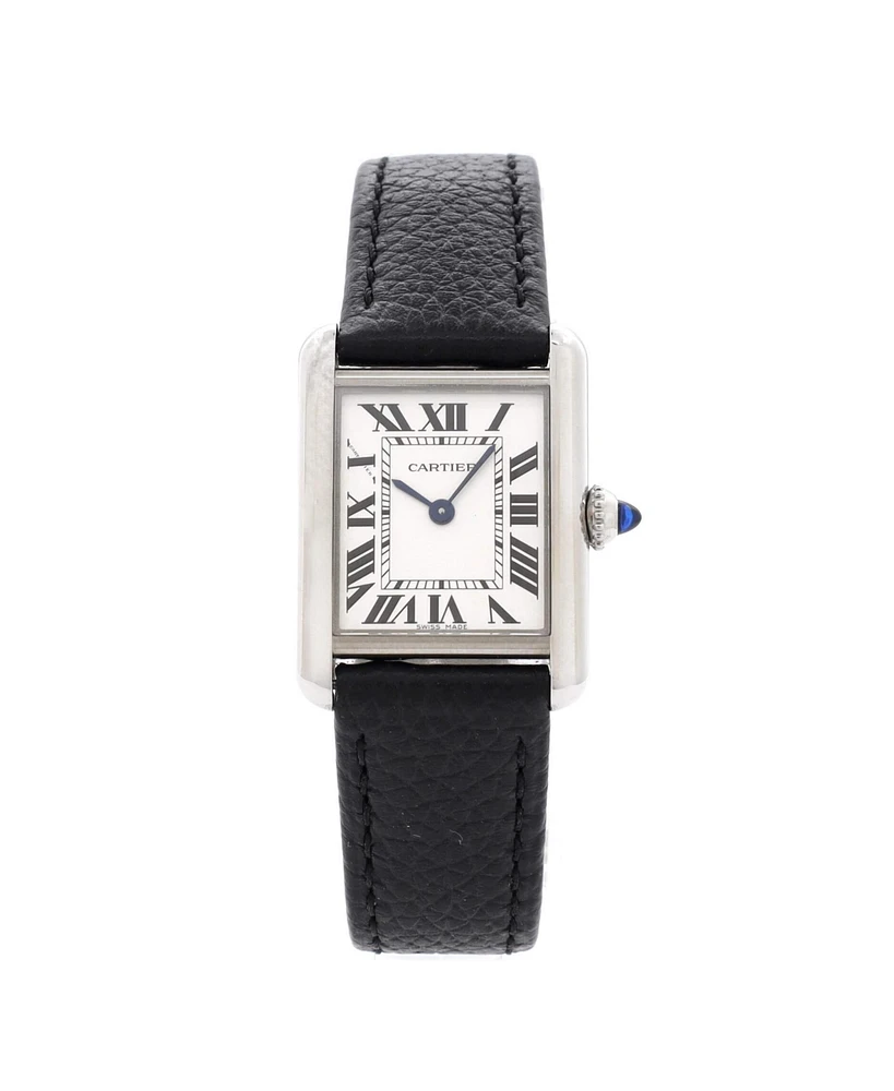 Pre-Owned Cartier Must de Cartier Tank Quartz Watch in Stainless Steel and Leather 22mm