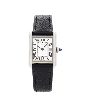 Pre-Owned Cartier Must de Cartier Tank Quartz Watch in Stainless Steel and Leather 22mm
