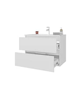 Smoot Floating Vanity with Two Drawers and Sink, White