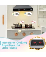 Corner Kids Play Kitchen with Washing Machine and Ice Maker Gift for Boys Girls