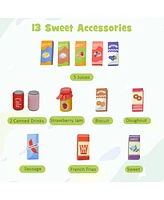 Kids Wooden Supermarket Play Toy Set with Checkout Counter