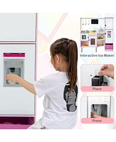 2-in-1 Double-sided Kids Kitchen and Market with Realistic Light and Sound