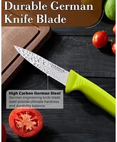 Cook N Home 4-Piece Paring Knife Set,High Carbon German Stainless Steel Kitchen Knives,Ergonomic Handle, Green